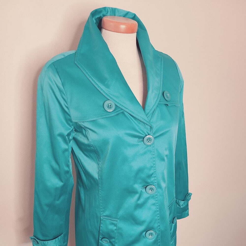 Solo Moda Teal Spring Coat - Picture 2 of 7